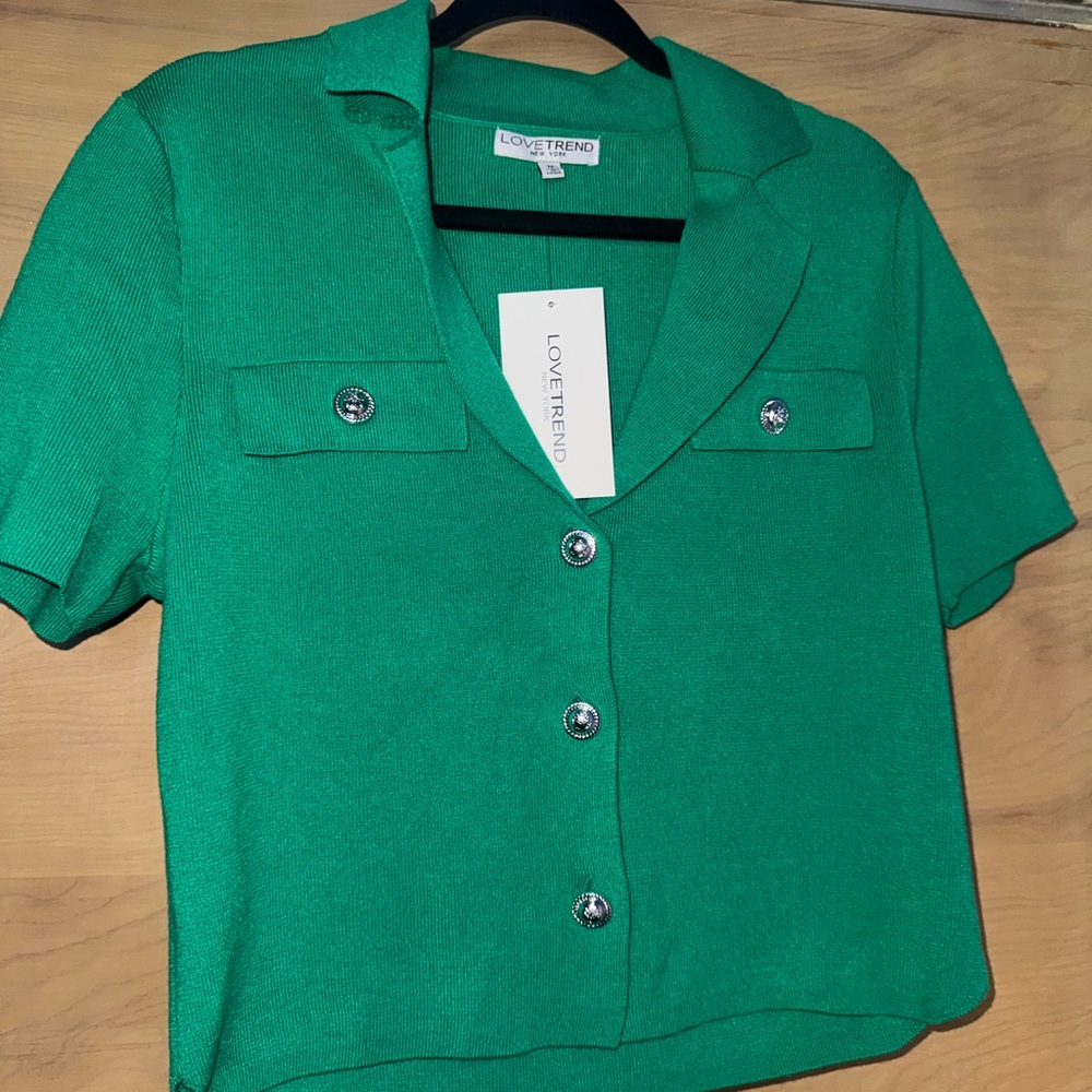 Green Short Sleeve Women's Top